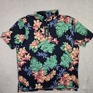 RLX Ralph Lauren Mens XL Hawaiian Floral Print Golf Polo Shirt Stretch